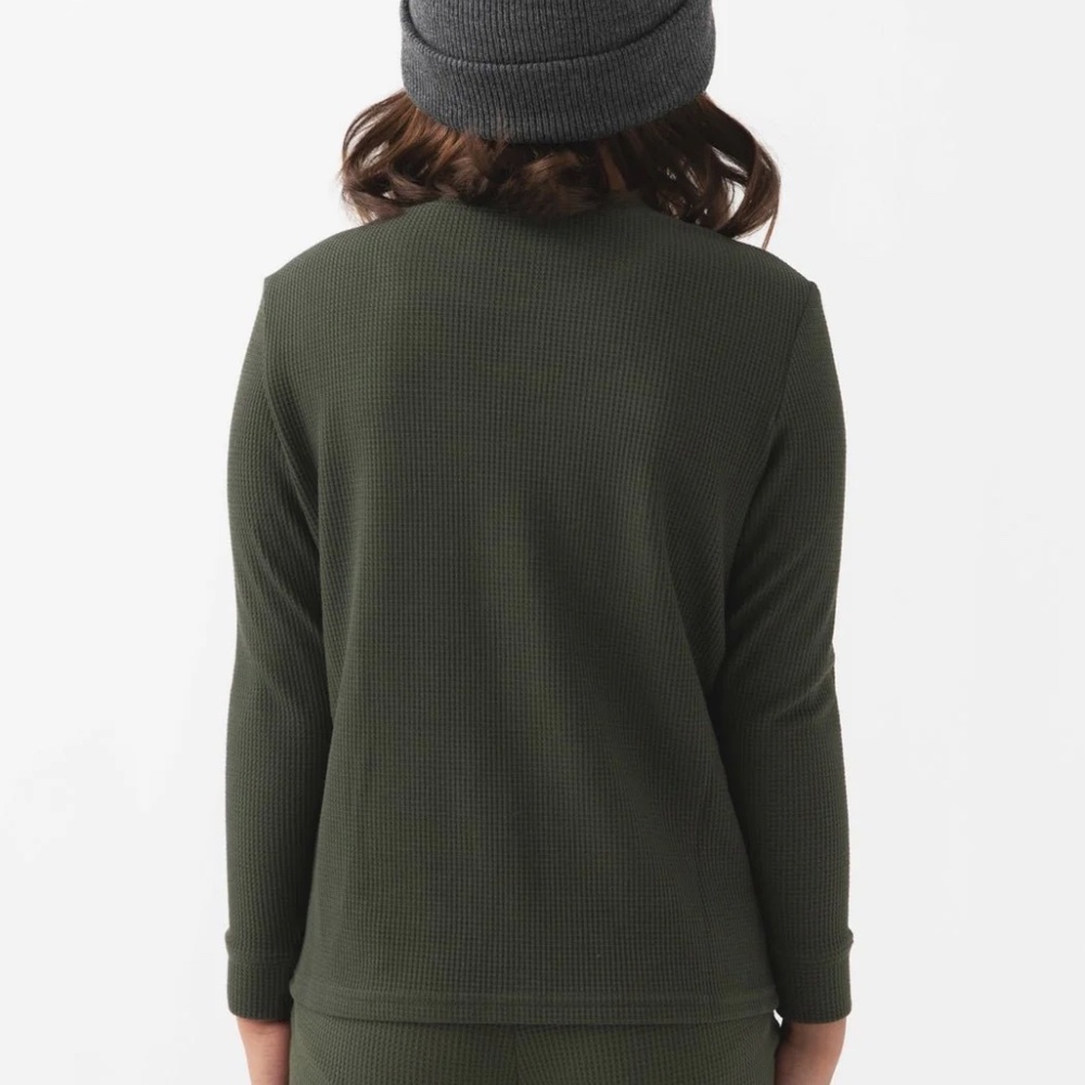 NWT COZY EARTH Childrens Bamboo Waffle Knit Olive Base Layer Set, Unisex Sz 9/10 - Picture 3 of 9